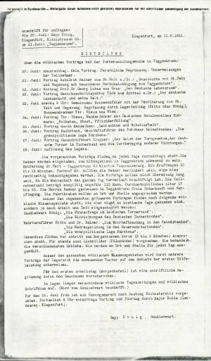 Einteilung über die völkischen Vorträge ...  - nosilna