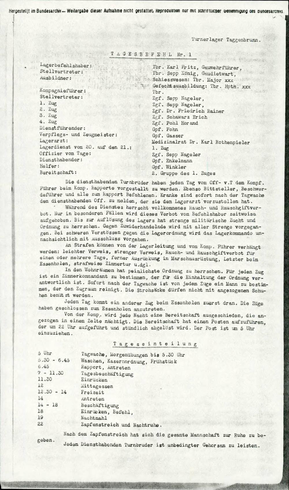 Tagesbefehl Nr. 1