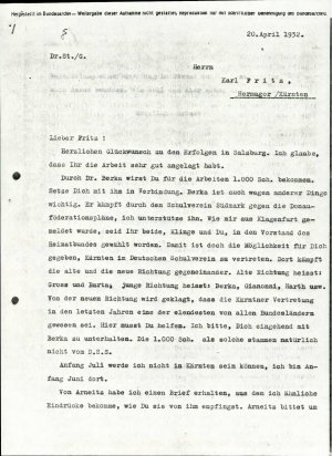 Dopis o dogajanju znotraj Deutschen Schu...  - nosilna