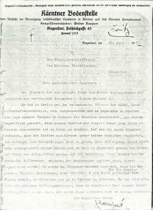 Dopis z opisom razmer na avstrijskem Kor...  - nosilna