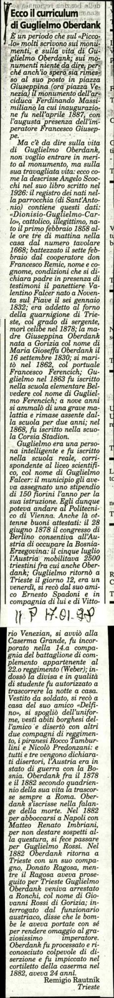 Ecco il curriculum di Guglielmo Oberdank - nosilna