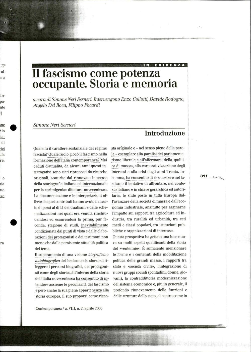 Il fascismo come potenza occupante. Storia e memoria
