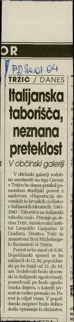 Italijanska taborišča, neznana preteklost: V občinski galeriji
