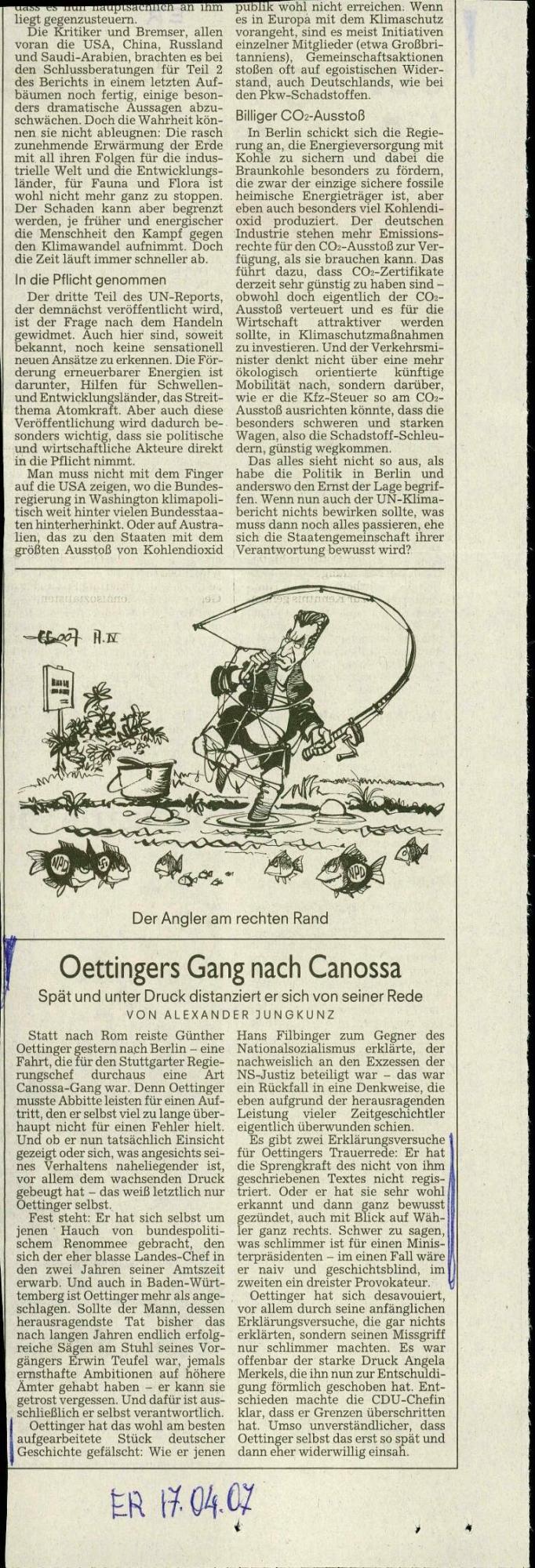 Oettingers Gang nach Canossa