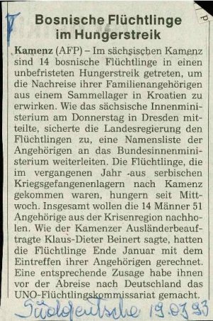 Bosnische Flüchtlinge im Hungerstreik  - nosilna