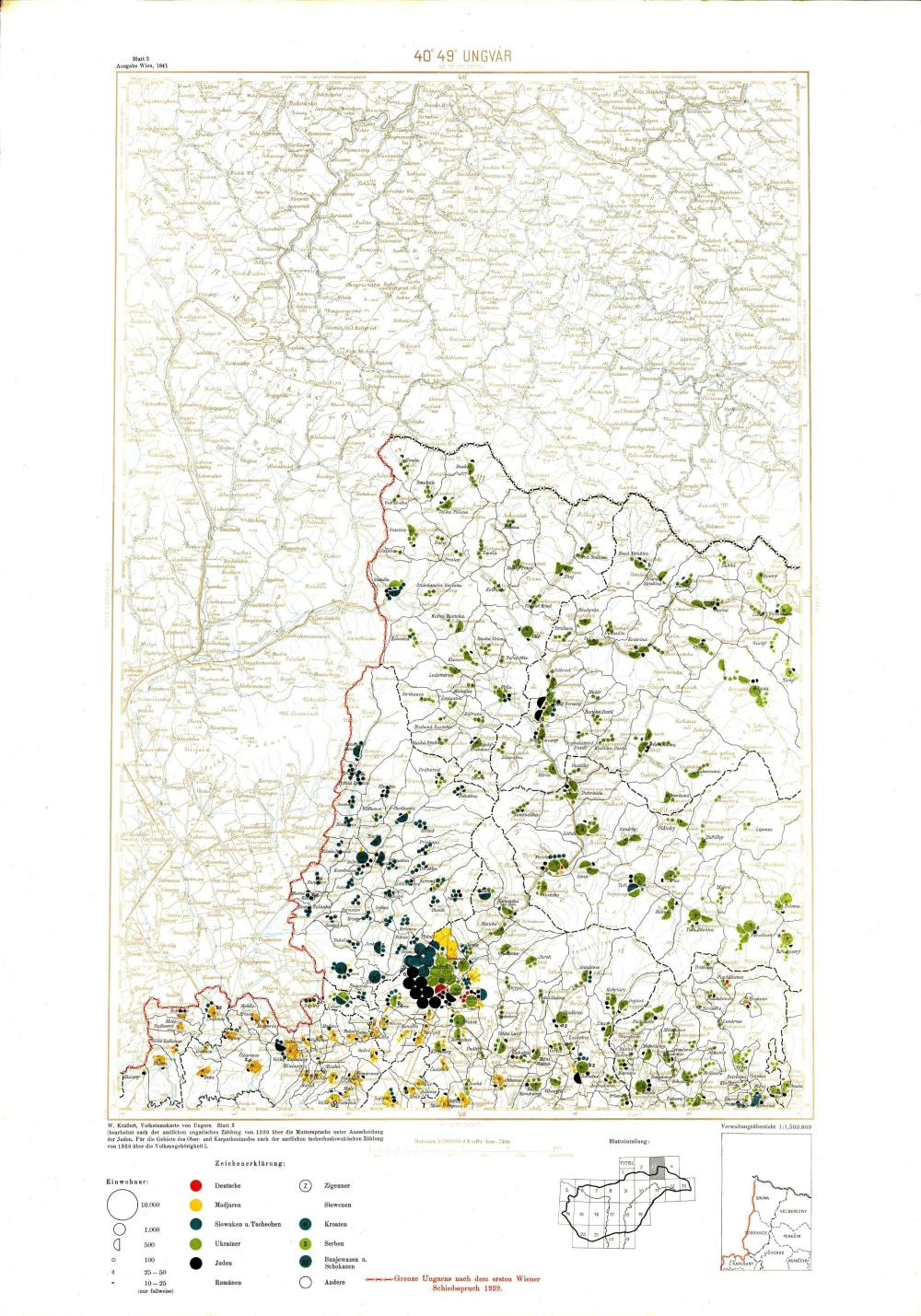 Volkstumskarte von Ungarn = Ungvár: Blatt 3