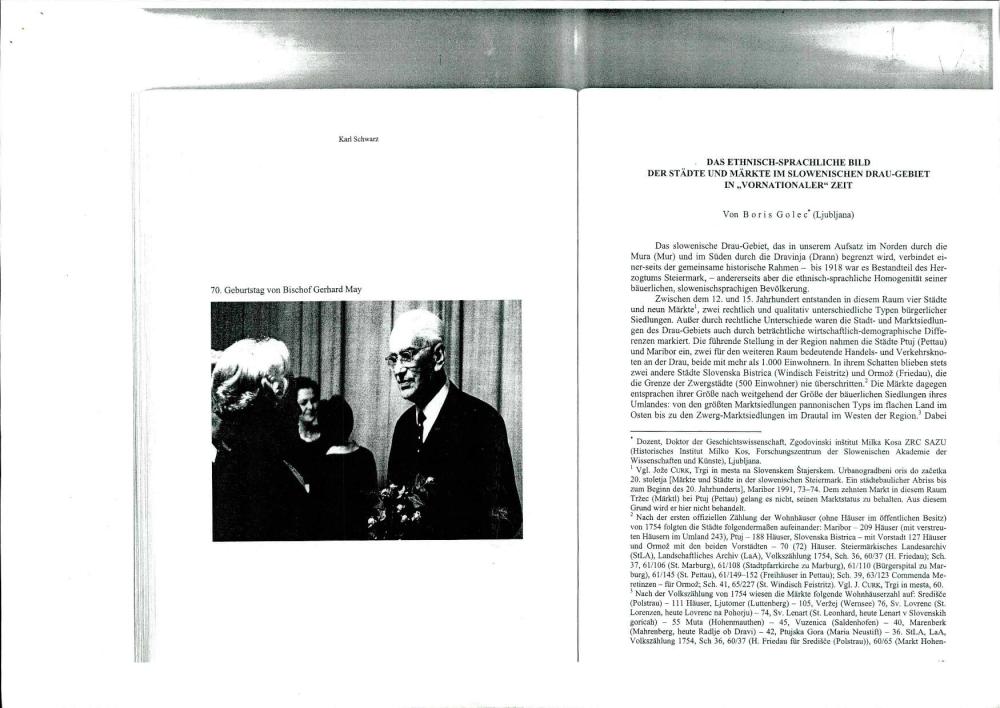 Das Ethnisch-Sprachliche Bild der Städte Und Märkte im Slowenischen Drau-Gebiet in „Vornationaler" Zeit