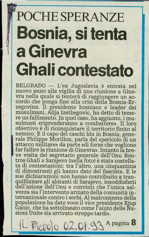 Bosnia, si tenta  a Ginevra - Gliali contestato