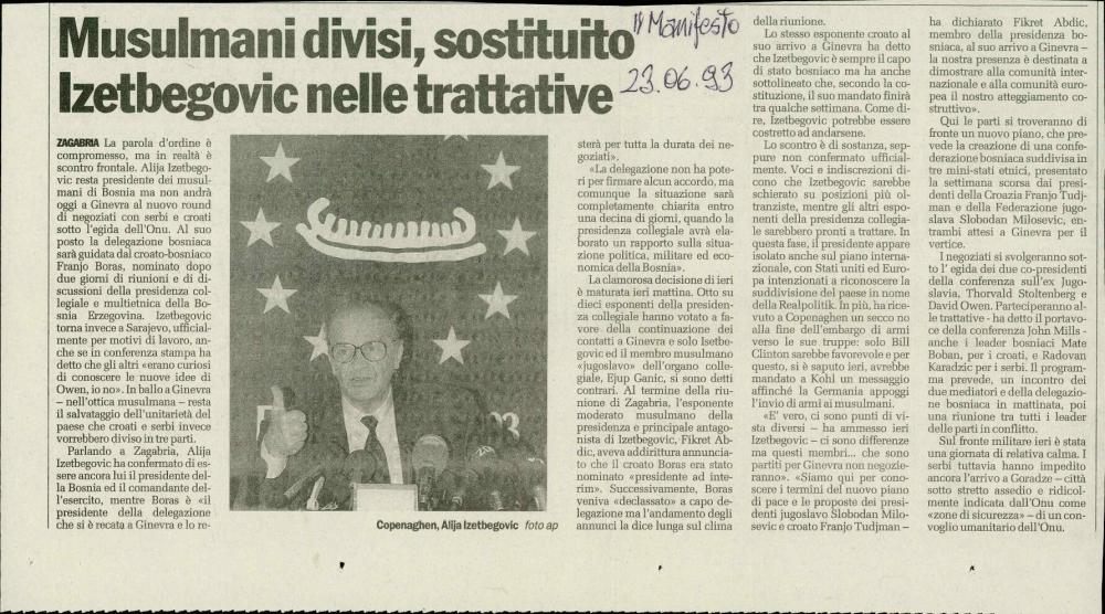 Musulmani divisi, sostituito Izetbegovic nelle trattative