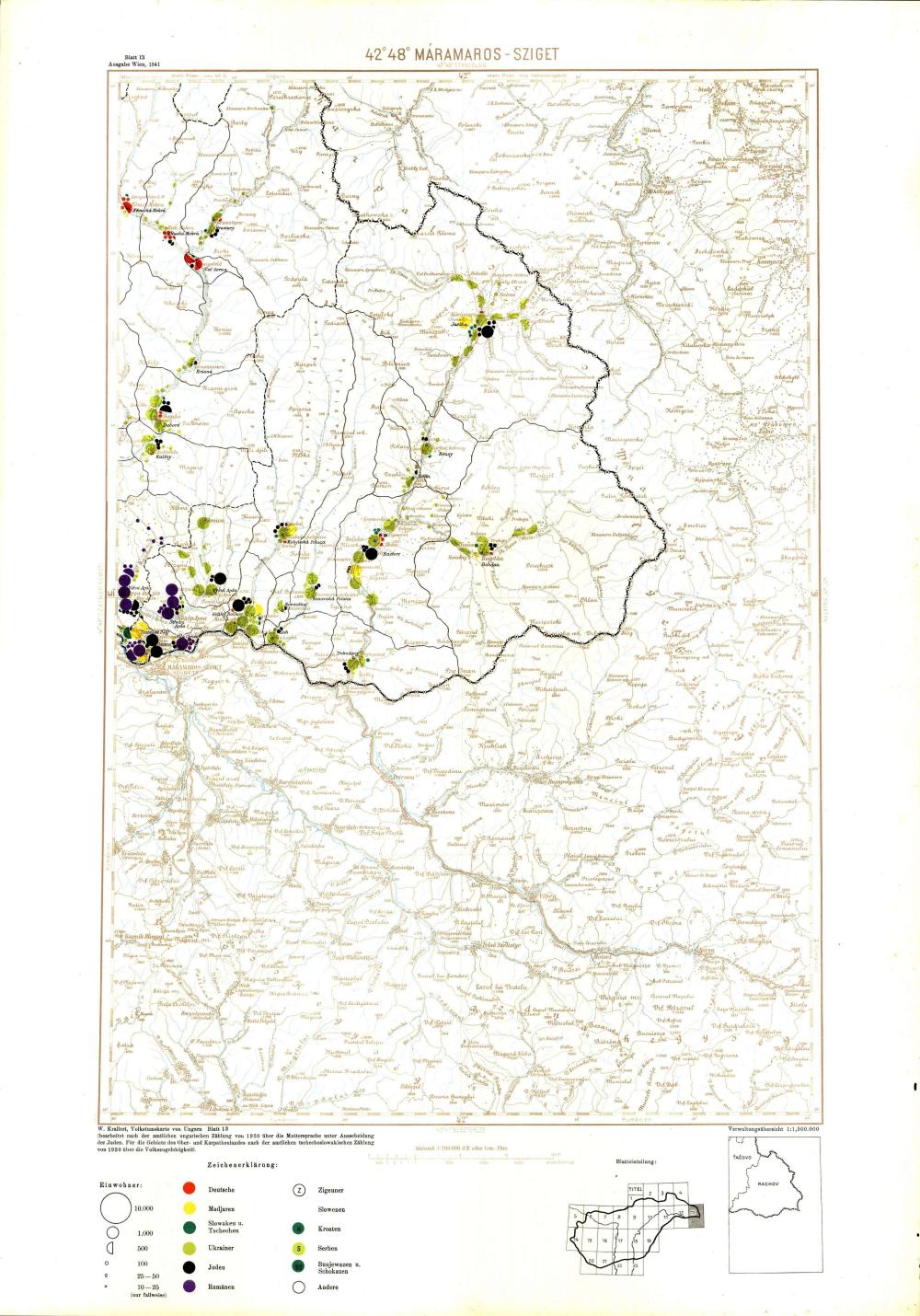 Volkstumskarte von Ungarn = Maramaros-Sziget: Blatt 13