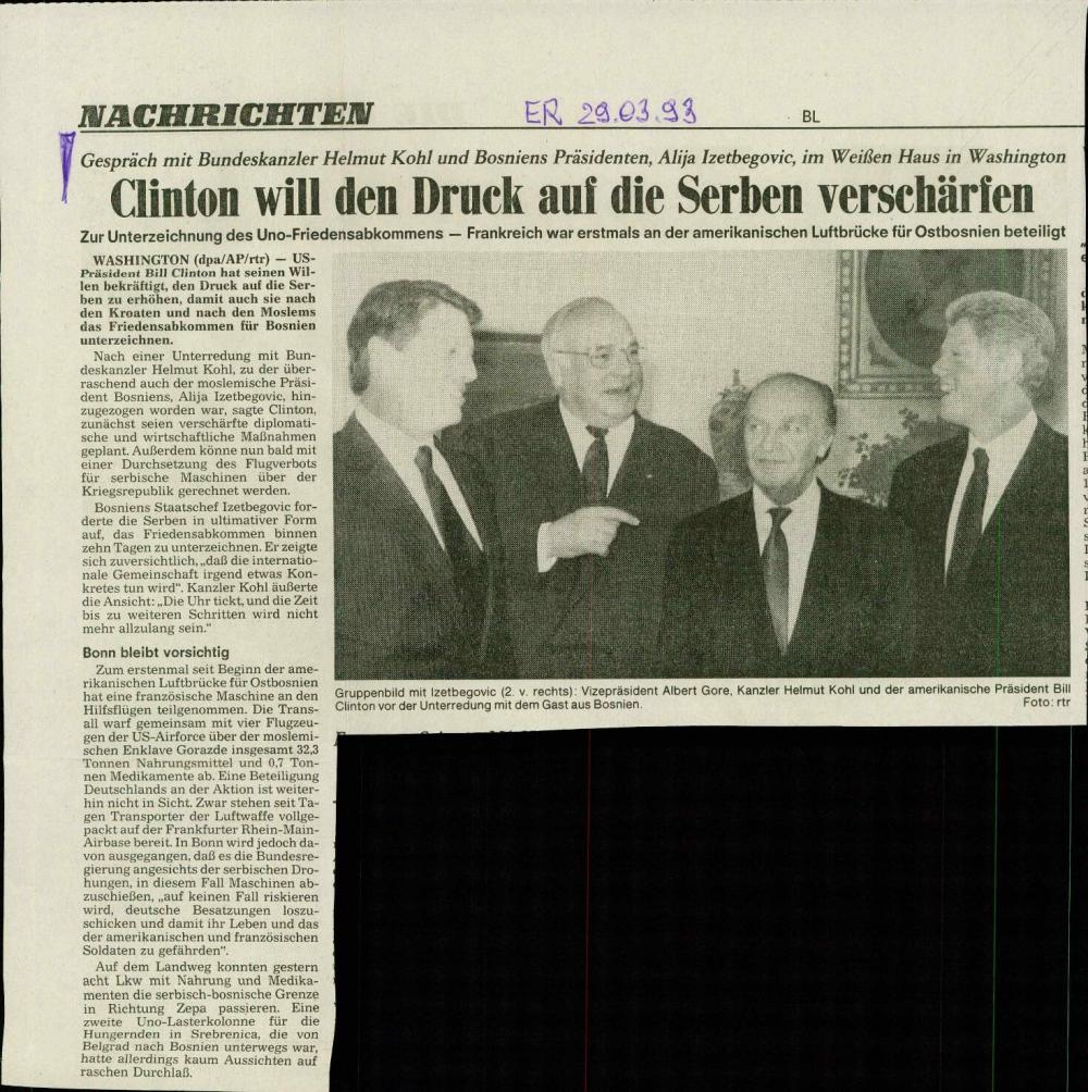 Clinton will den Druck auf die Serben verschärfen