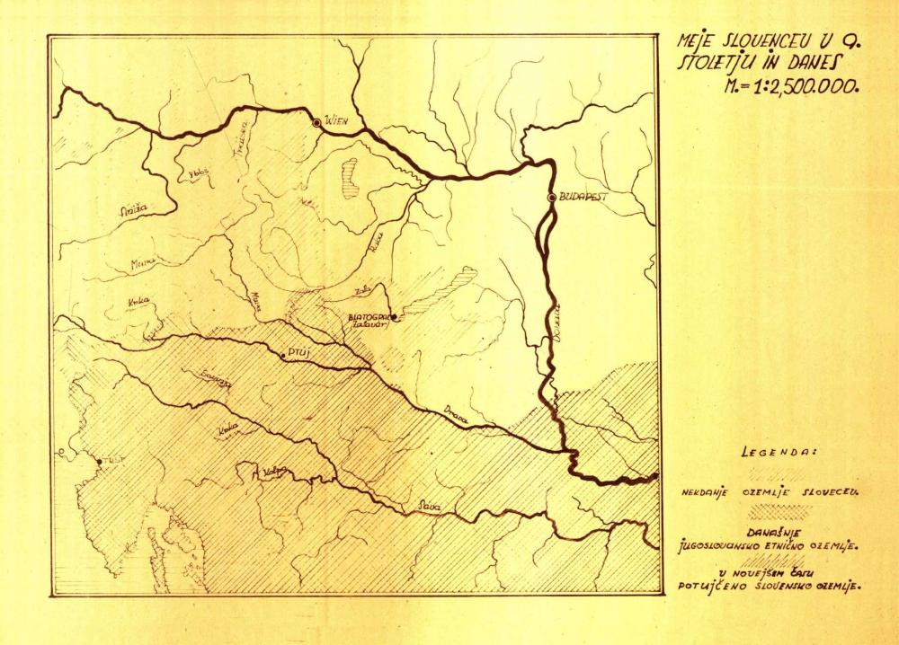 Meje Slovencev v 9. stoletju in danes