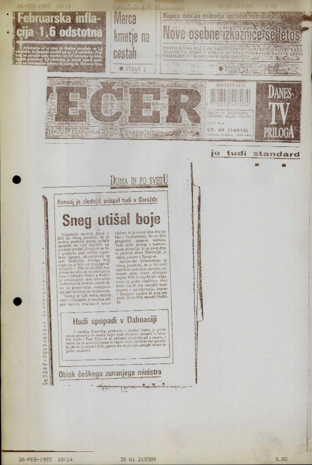 Sneg utišal boje - nosilna