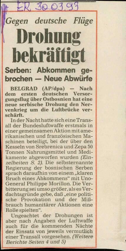 Drohung bekräftigt