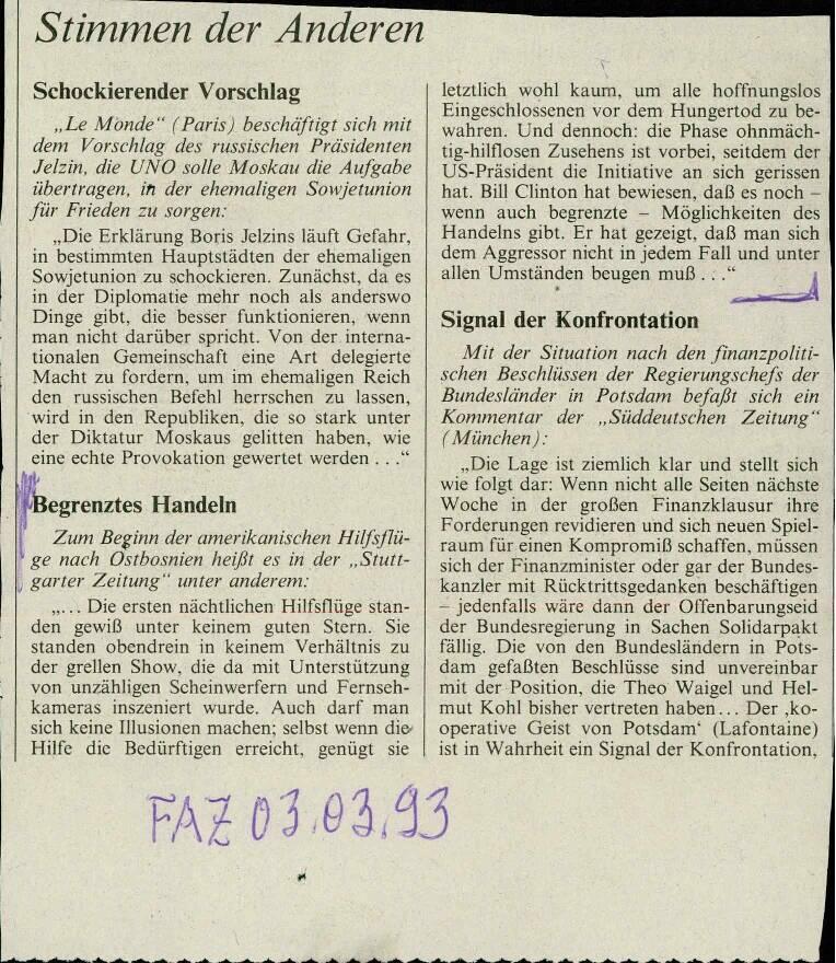 Stimmen der Anderen: Begrenztes Handeln