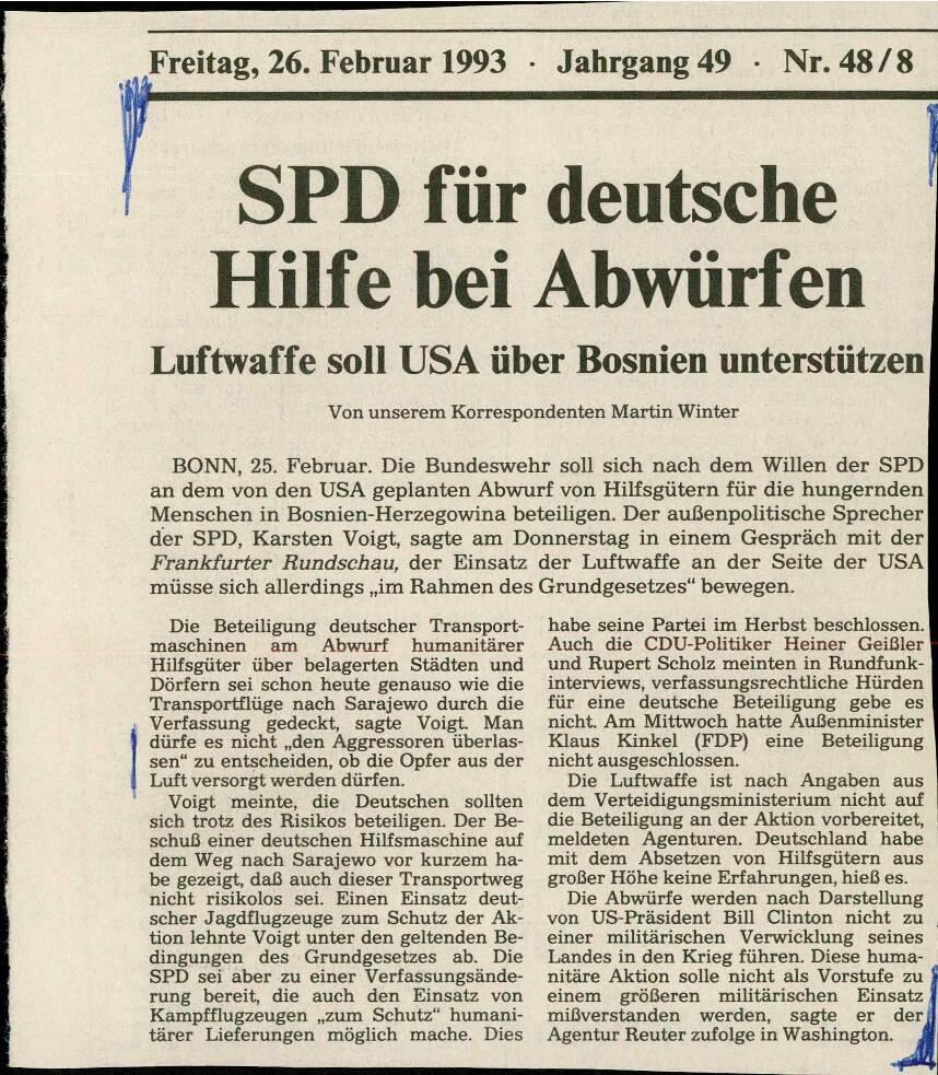SPD für deutsche Hilfe bei Abwürfen