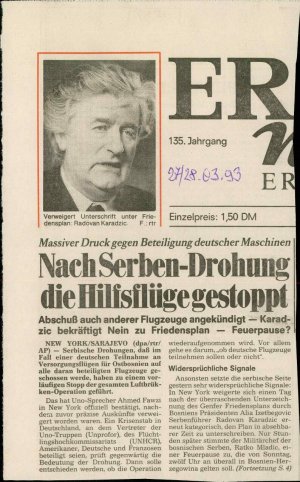 Nach Serben-Drohung die Hilfsflügestoppt  - nosilna