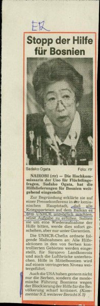 Stopp der Hilfe für Bosnien  - nosilna