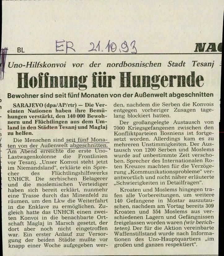 Hoffnung für Hungernde - nosilna