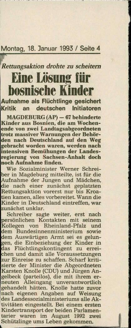 Eine Lösung für bosnische Kinder
