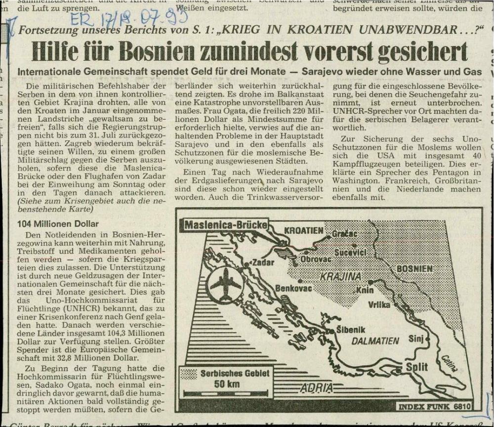 Hilfe für Bosnien zumindest vorerst gesi... - nosilna