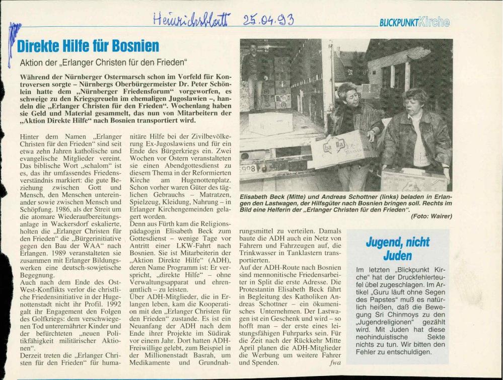 Direkte Hilfe für Bosnien