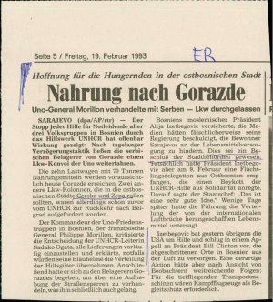 Nahrung nach Gorazde  - nosilna