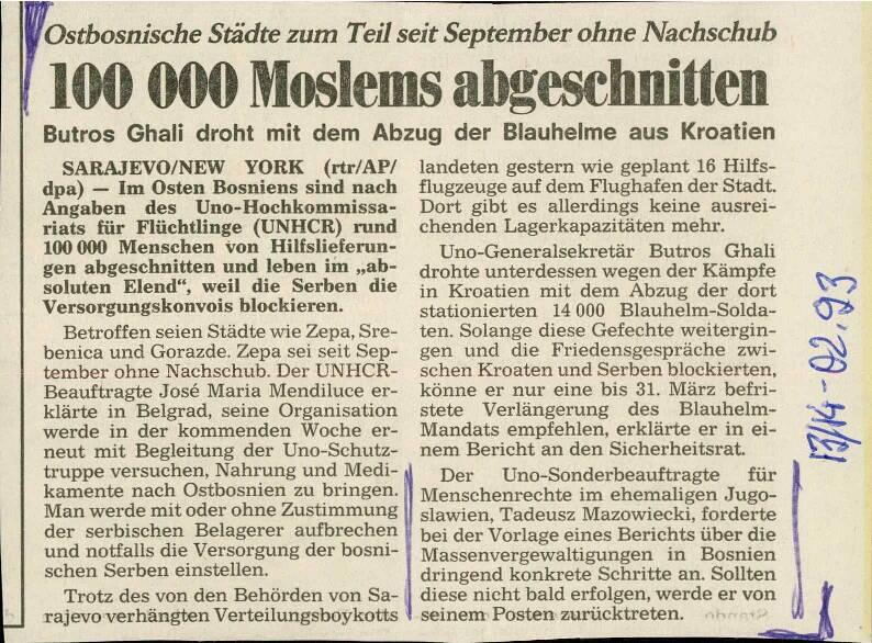 100 000 Moslems abgeschnitten