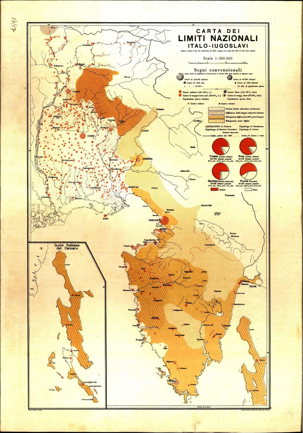 Carta dei limiti nazionali Italo-Iugoslavi