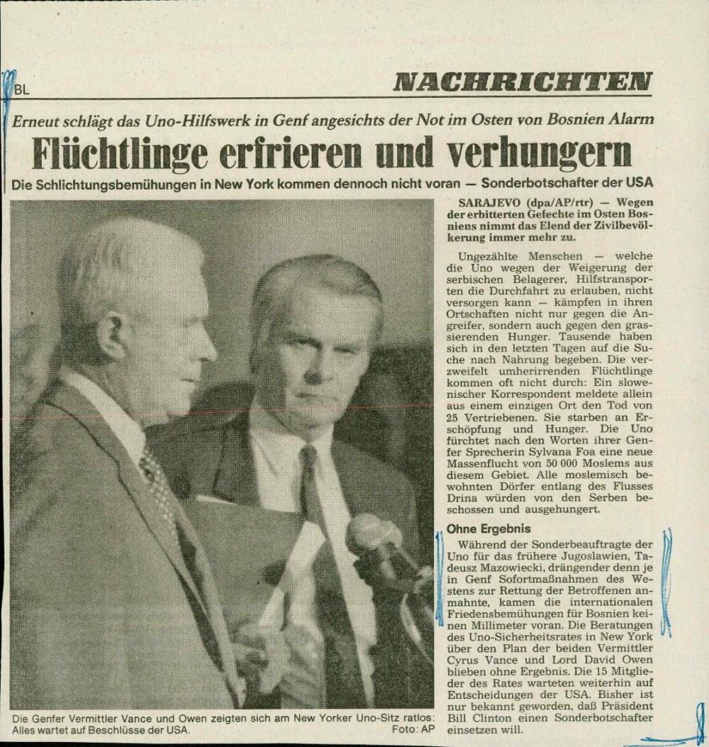 Flüchtlinge erfrieren und verhungern