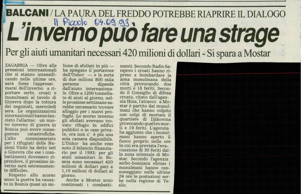 L'inverno può fare una strage