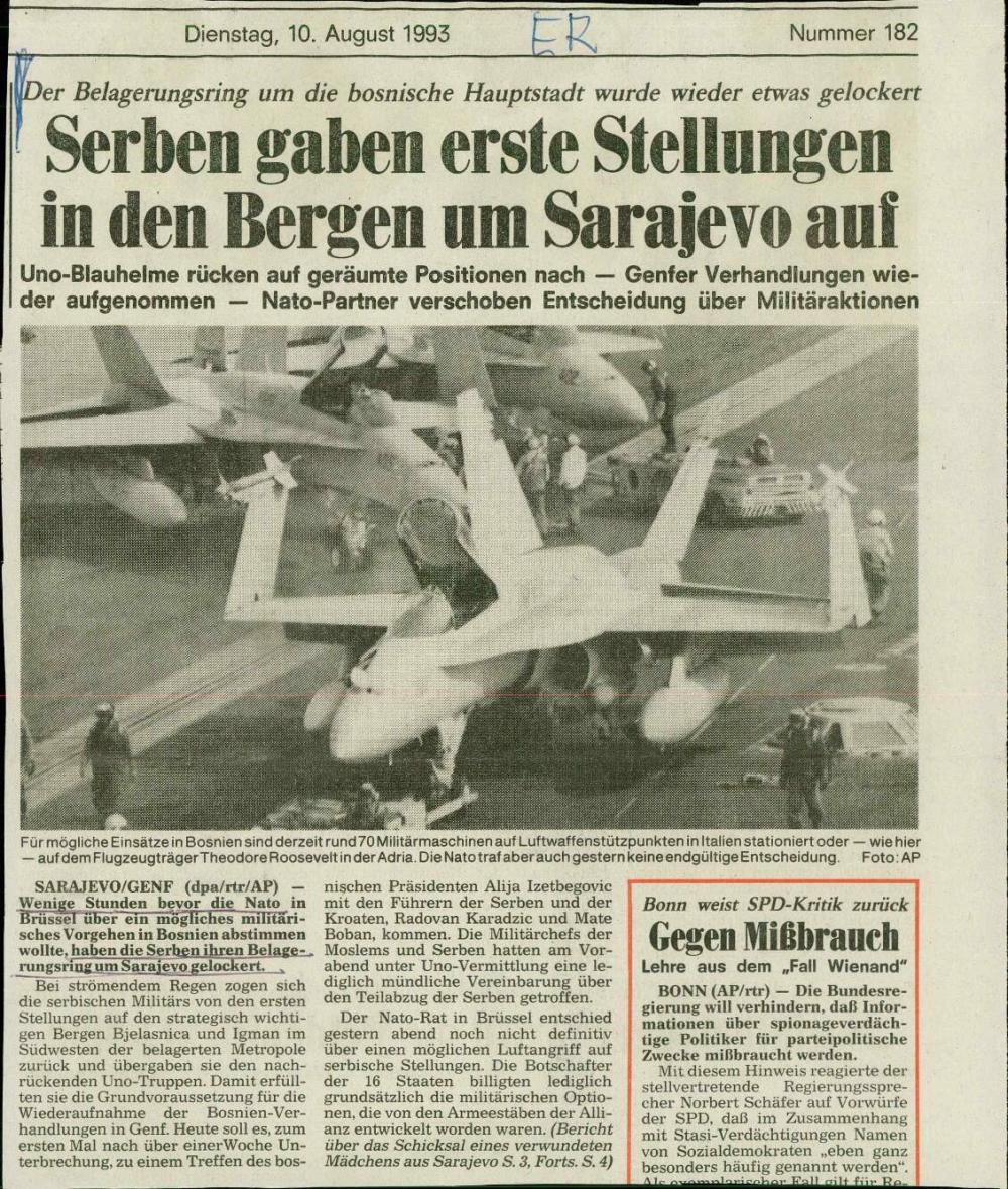 Serben gaben erste Stellungen  in den Bergen um Sarajevo auf