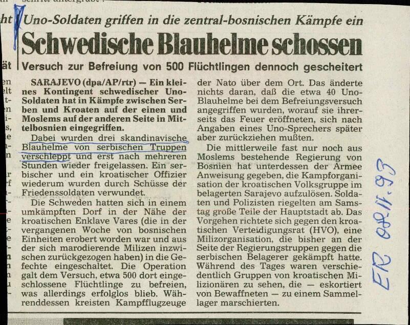 Schwedische Blauhelme schossen