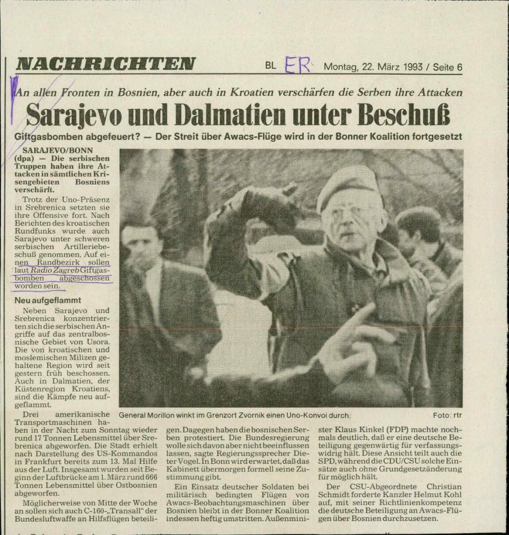 Sarajevo und Dalmatien unter Beschuß