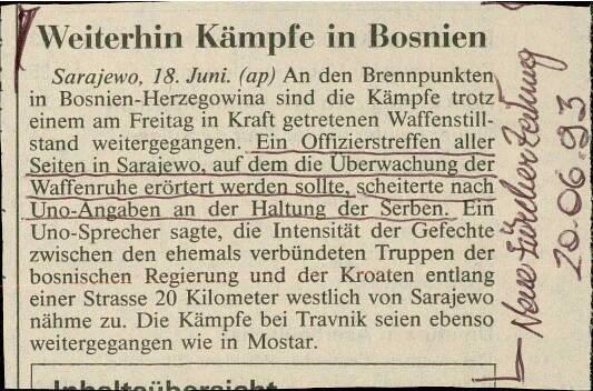 Weiterhin Kämpfe in Bosnien
