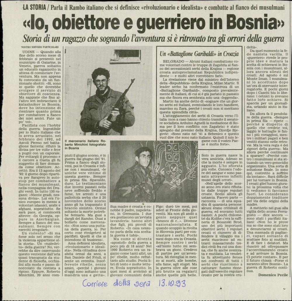 «lo, obiettore e guerriero in Bosnia»