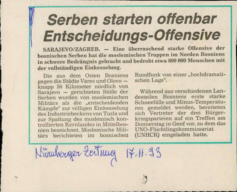 Serben starten offenbar Entscheidungs-Offensive