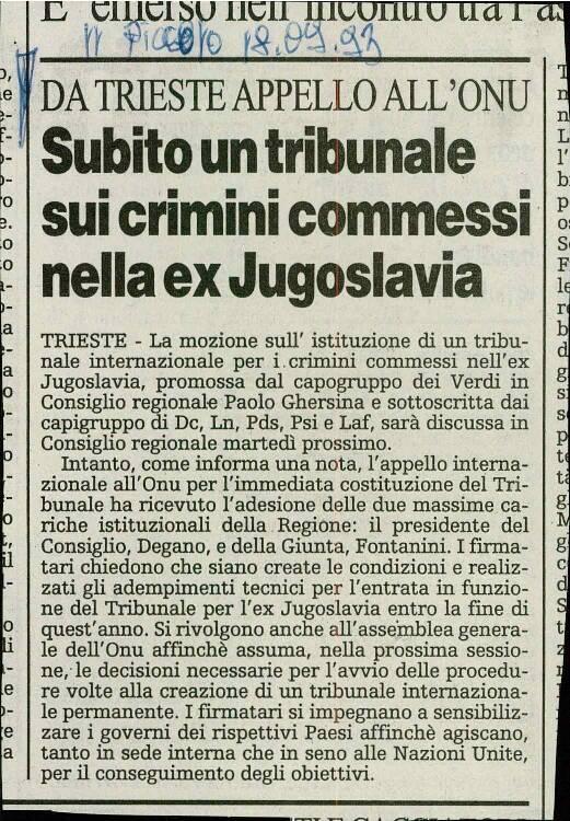 Subito un tribunale sui crimini commessi nella ex Jugoslavia