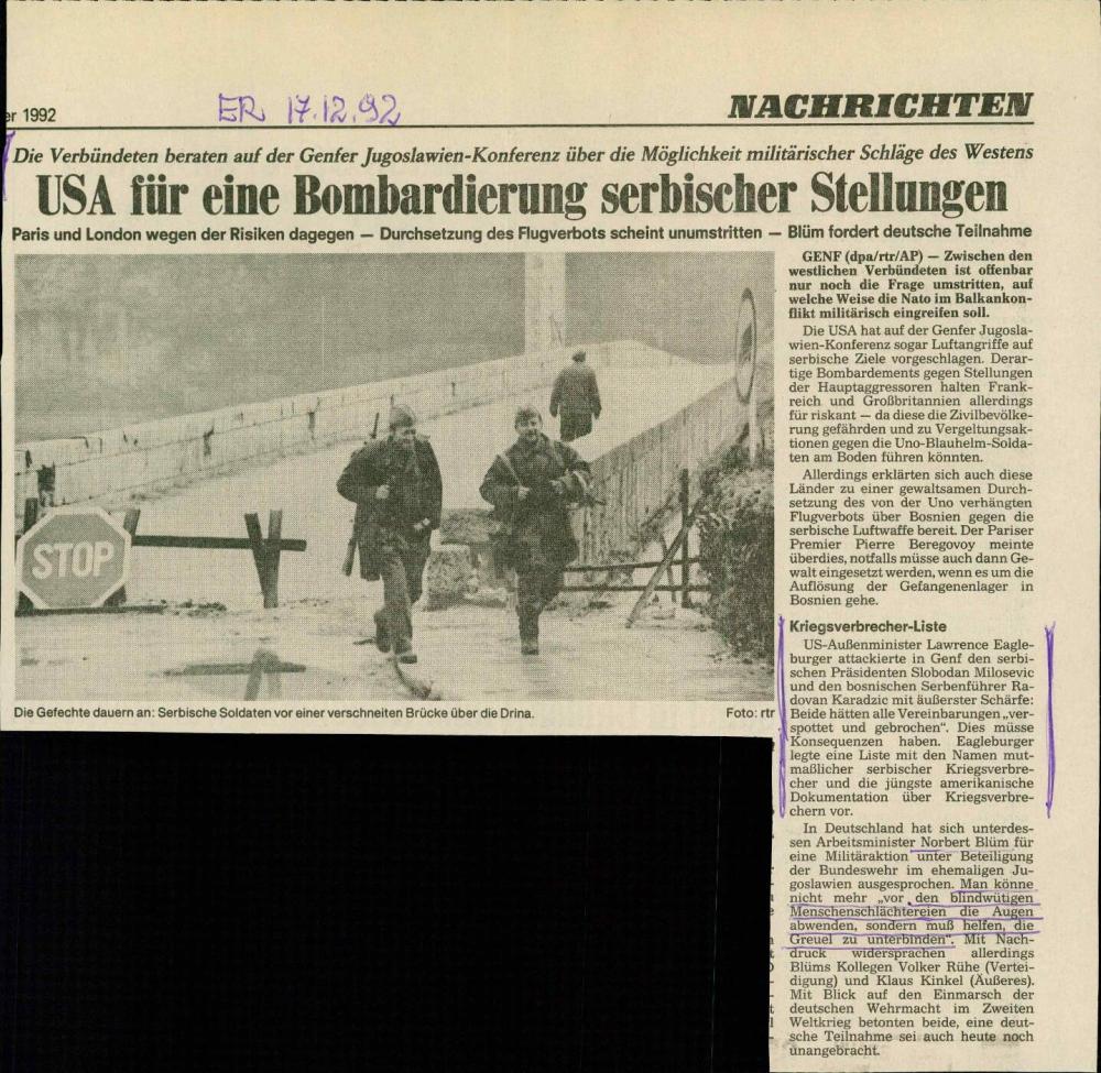 USA für eine Bombardierung serbischer St... - nosilna