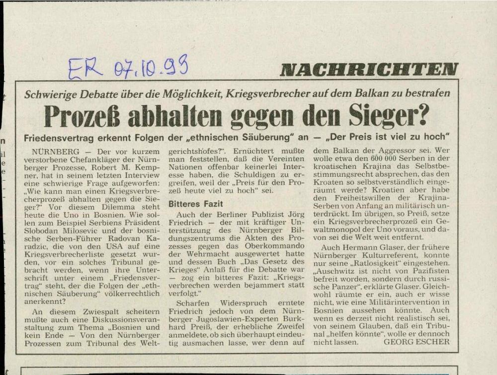Prozeß abhalten gegen den Sieger? - nosilna