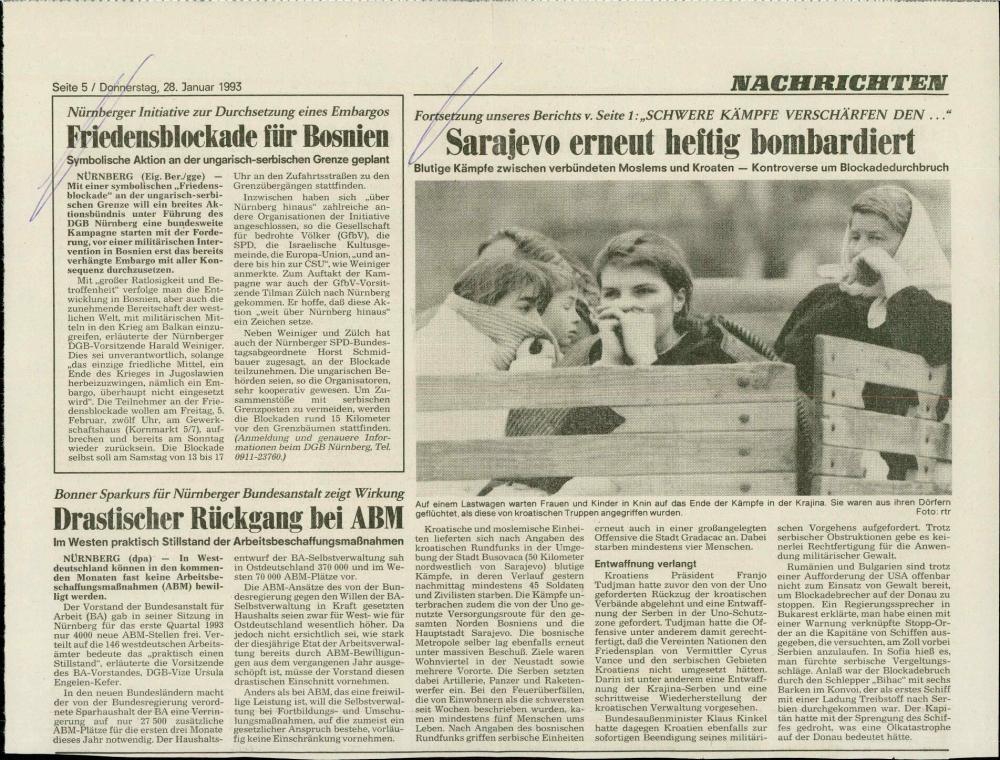 Friedensblockade für Bosnien