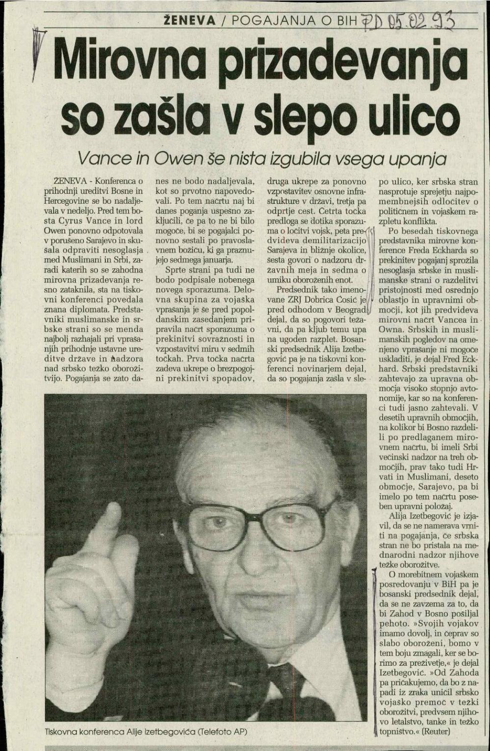 Mirovna prizadevanja so zašla v slepo ul... - nosilna