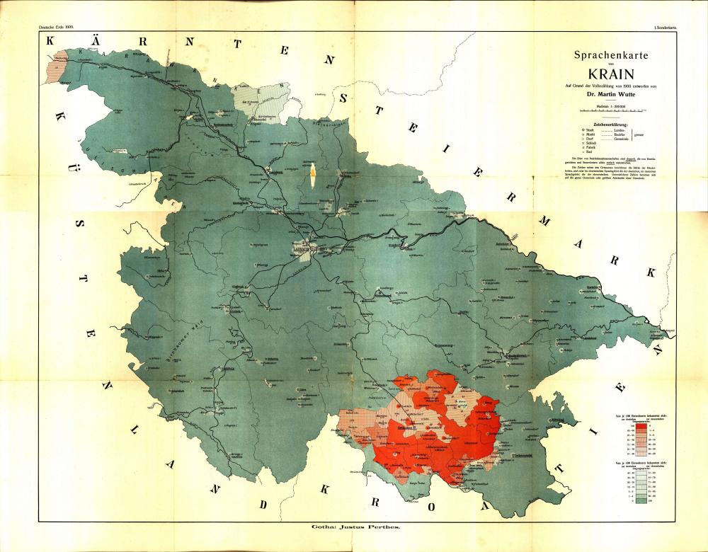 Sprachenkarte von Krain