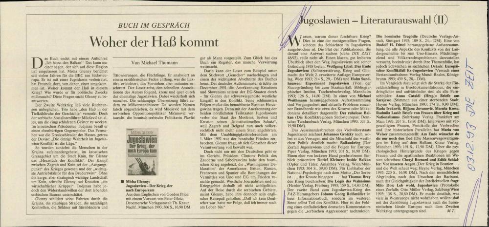 Jugoslawien — Literaturauswahl (II)
