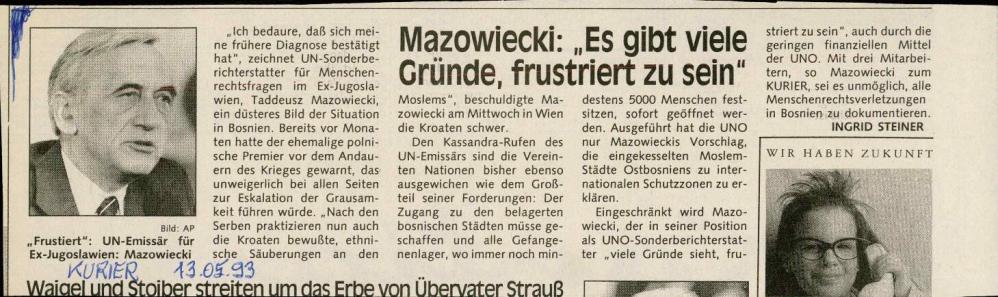 Mazowiecki: "Es gibt viele Gründe, frustriert zu sein"