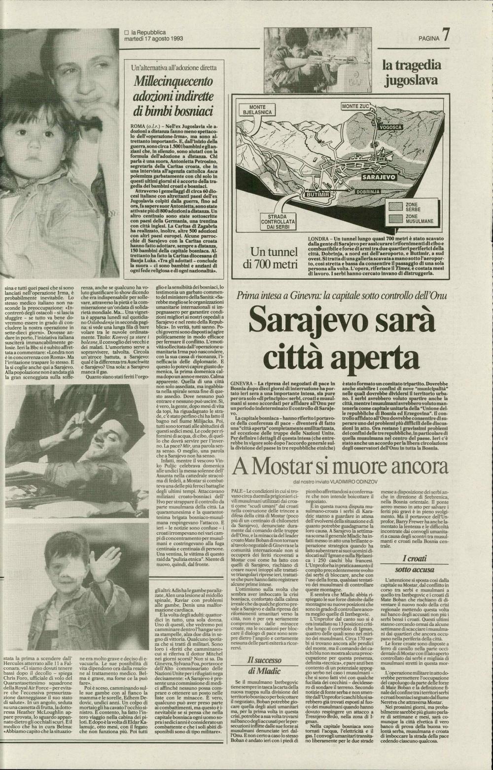 Millecinquecento adozioni indirette di bimbi bosniaci