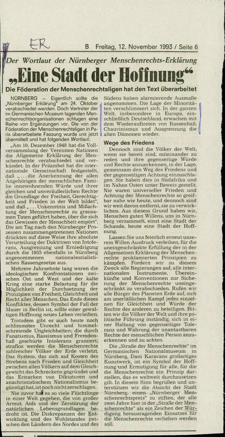 "Eine Stadt der Hoffnung" - nosilna