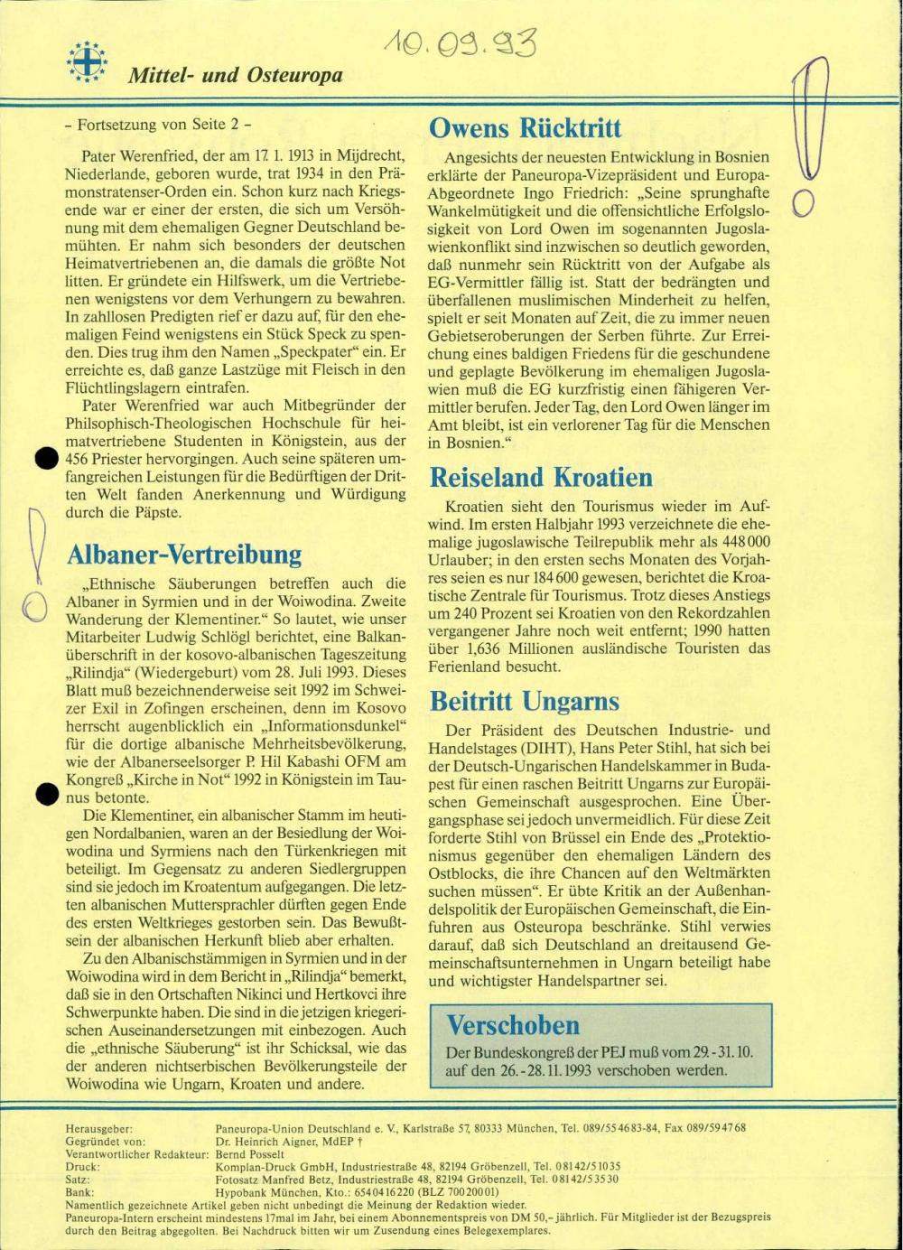 Albaner-Vertreibung ; Owens Rücktritt