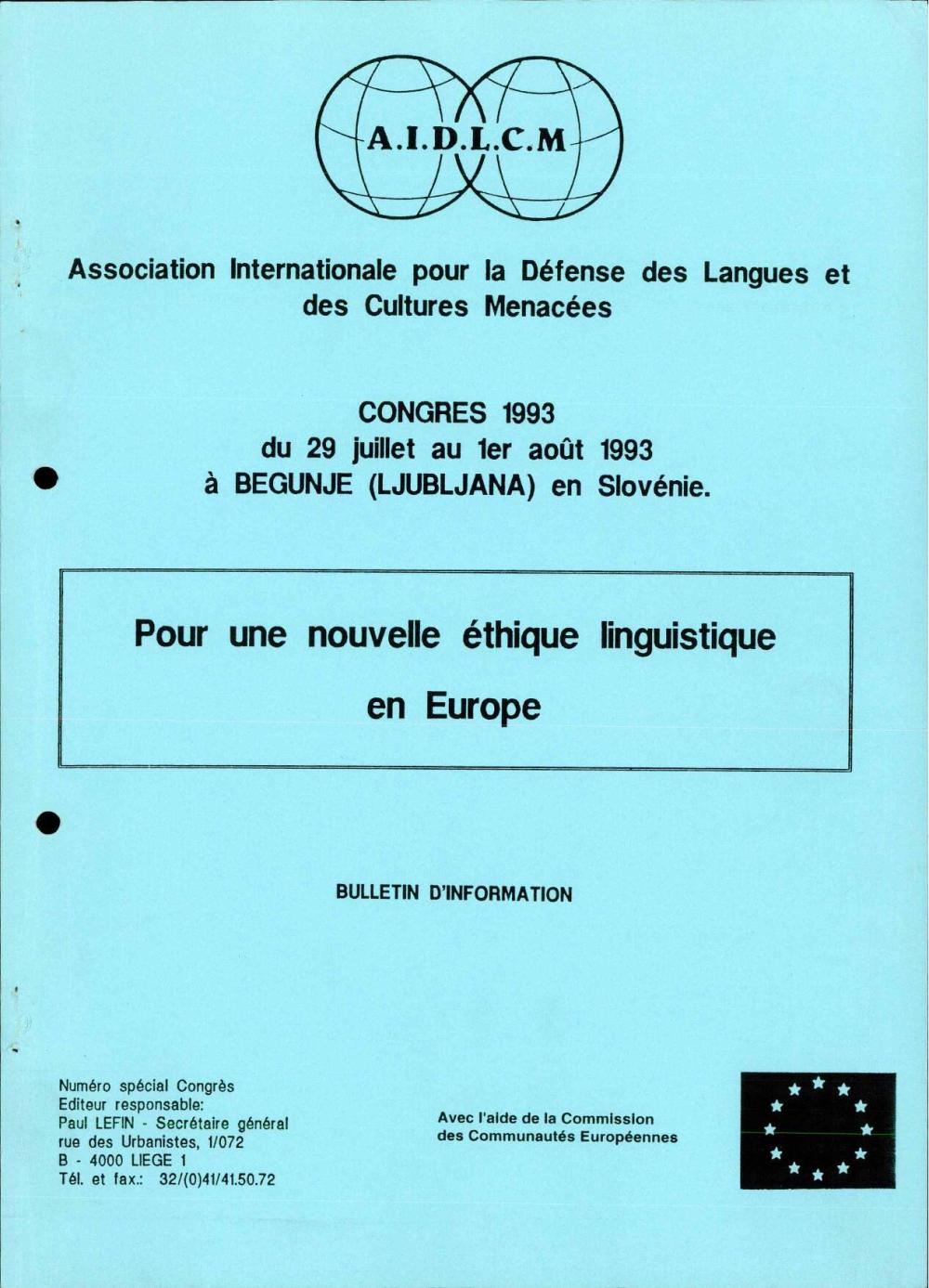 Pour une nouvelle éthique linguistique en Europe