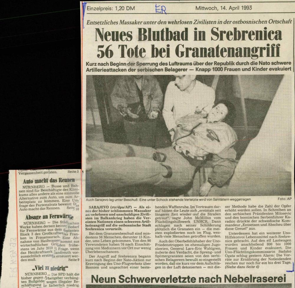 Neues Blutbad in Srebrenica  56 Tote bei Granatenangriff